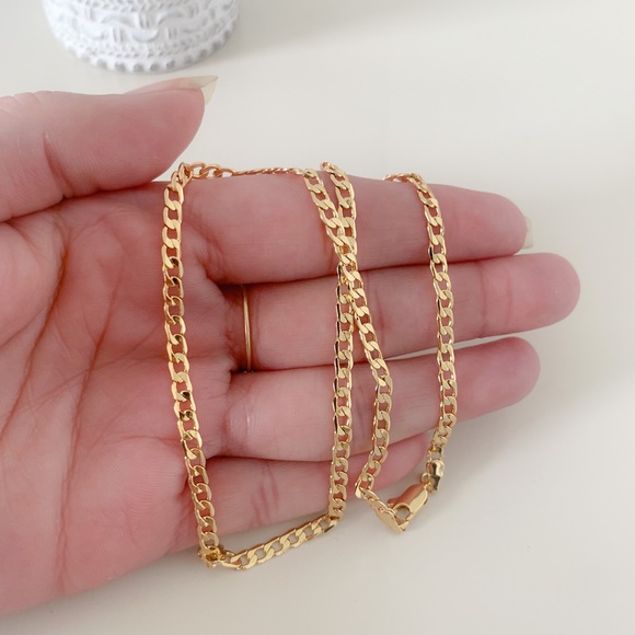 18k Gold Filled Flat Curb Necklace - Picture 7 of 8